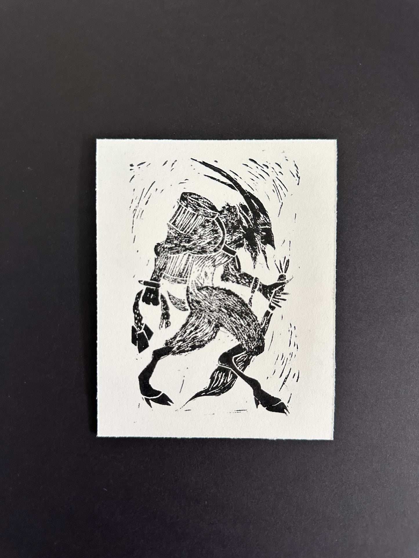 Krampus Lino Print