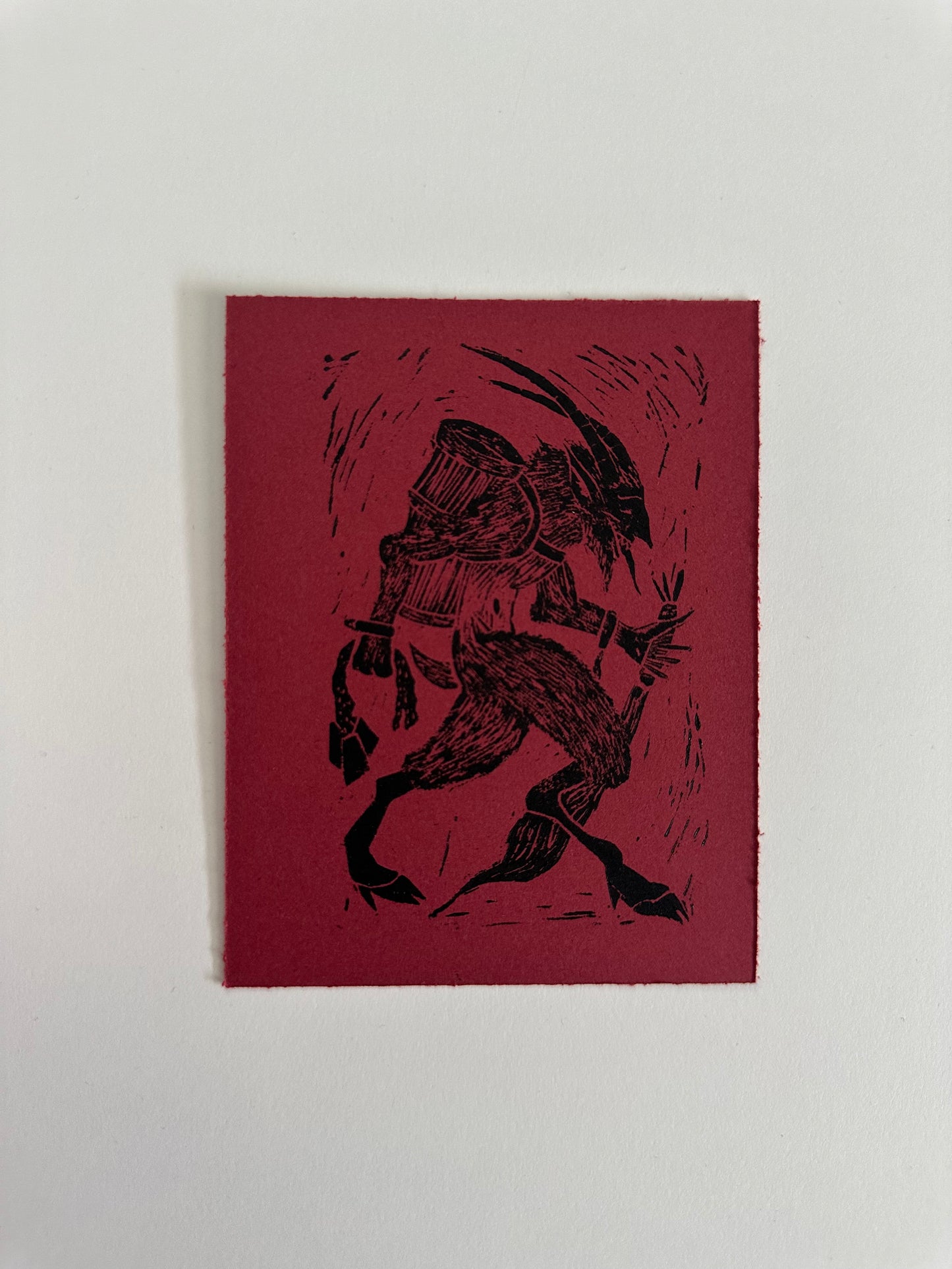 Krampus Lino Print