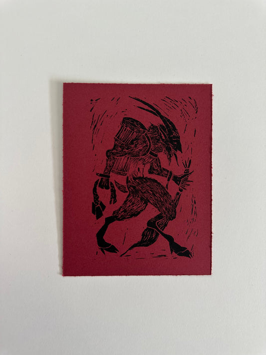 Krampus Lino Print