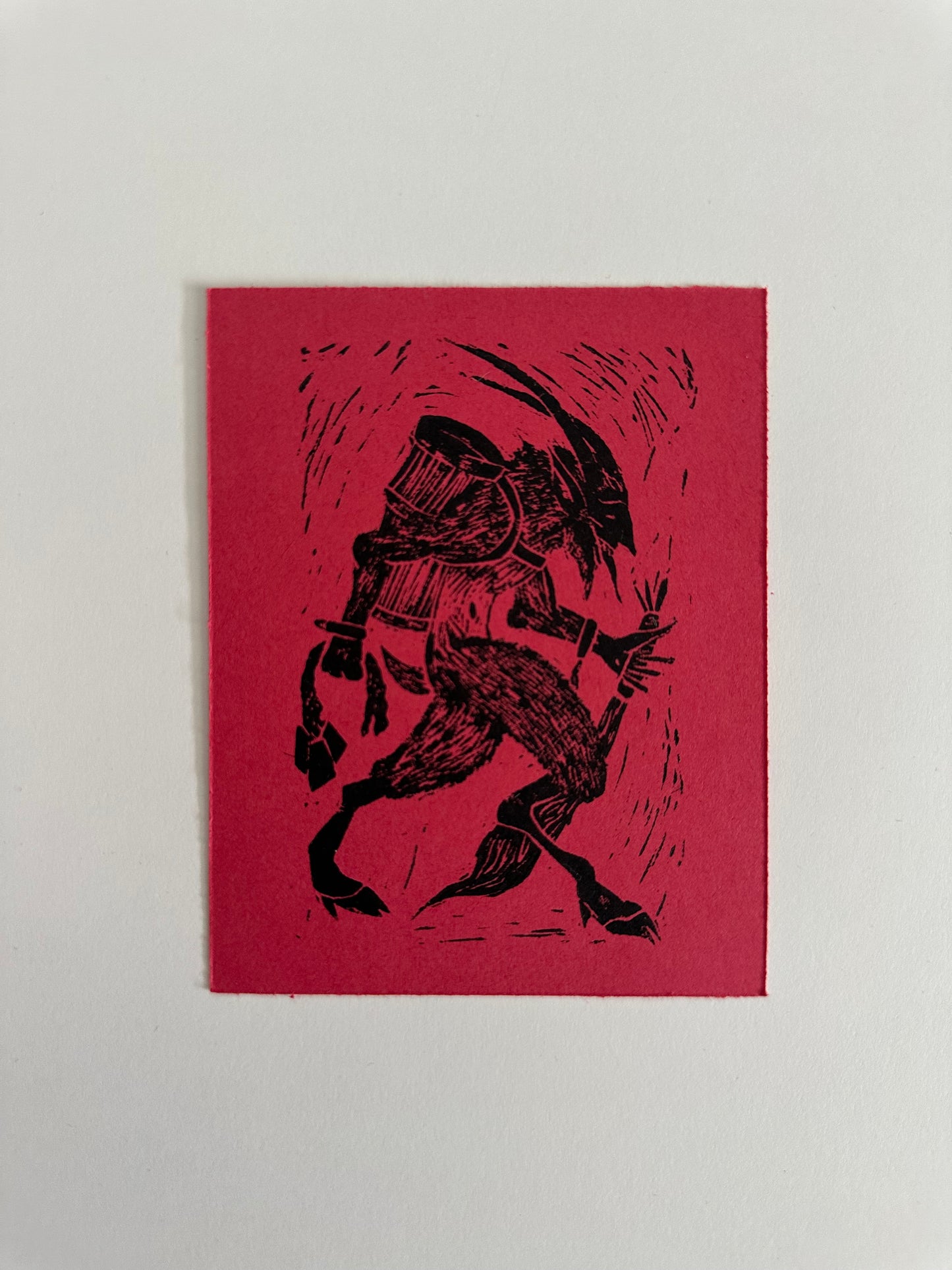 Krampus Lino Print