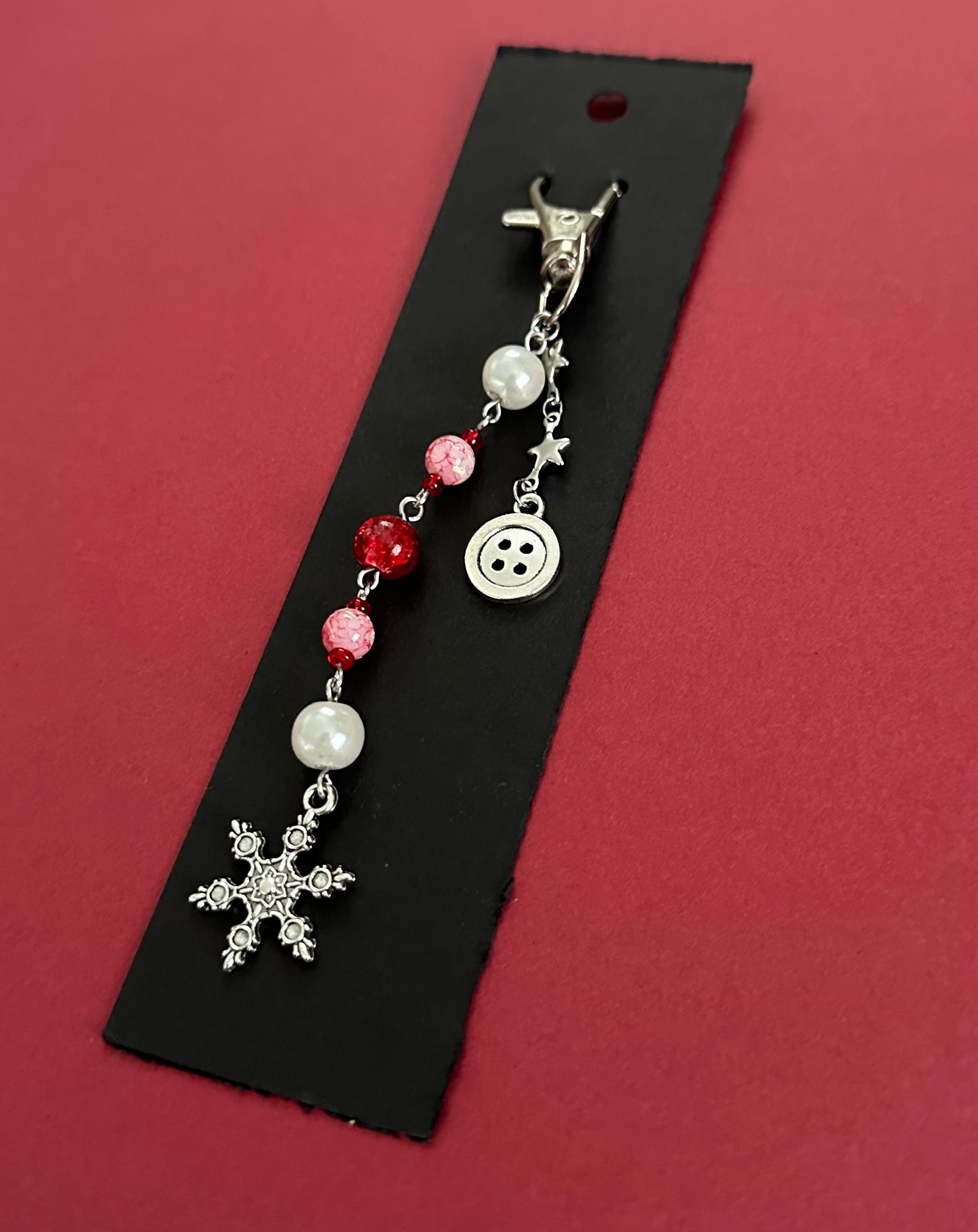 Rosy Snowflake Keychain