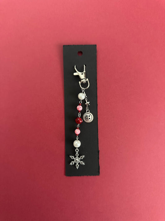 Rosy Snowflake Keychain